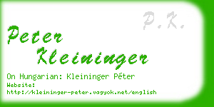 peter kleininger business card